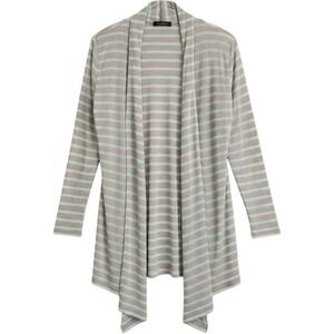 Vertigo Striped Cardigan Grey Mint Green Size M Open Hi-Lo Lightweight Layers